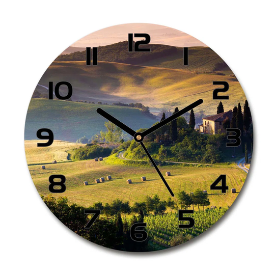 Glass Wall Clock 30Cm Round Decoration Picture Wall Art Modern Decoration Kitchen Living Room Silent - Tuscany Italy,50009463