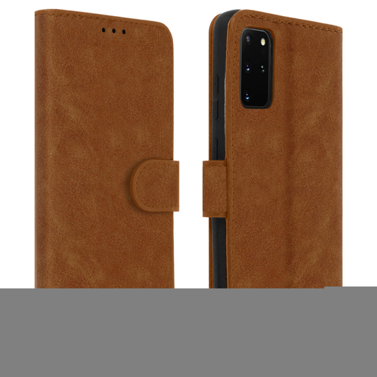 Flip wallet case magnetic cover with stand for Samsung Galaxy S20 Plus - Brown