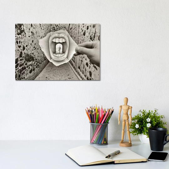 Pencil vs. Camera 34 - Giant Mouth by Ben Heine - Graphic Art Print on Canvas