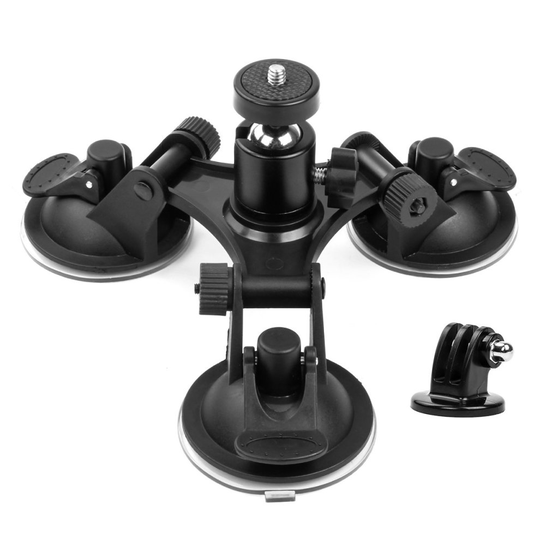 Geila Triple Suction Cup Mount Camera Suction Mount Car Mount Holder Window Mount with 1/4 Threaded Head 360 Degree Tripod Ball Head