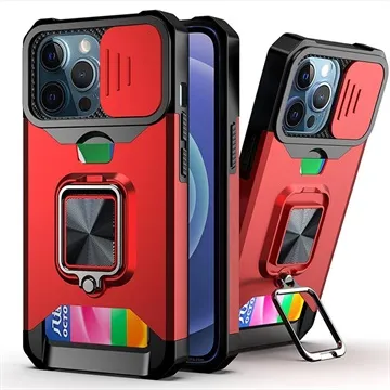 Multifunctional 4-in-1 iPhone 13 Pro Hybrid Case - Red