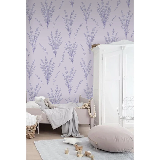 Walllpaper Roll 360X250cm Mural Decoration Wallpaper Material With Print Kitchen Livingroom Bedroom - Lavender Flowers Illustration