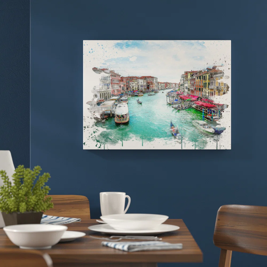 'Gondolas and Boats Venice Italy' Graphic Art Print Poster