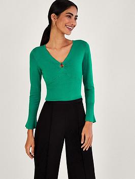 Monsoon Plain Ring V Neck Jumper