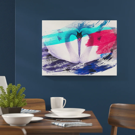 'White Swan on a Lake' Graphic Art Print Poster