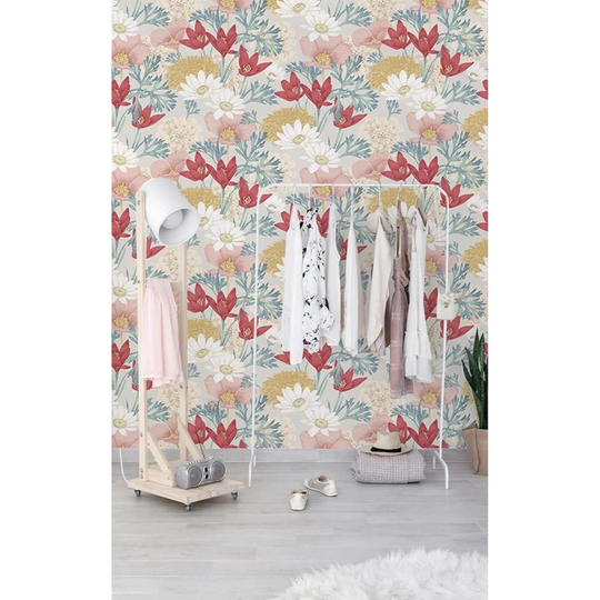 Walllpaper Roll 360X250cm Wallpaper Material With Print Mural Decoration Kitchen Livingroom Bedroom - Romantic Flowers Pastel