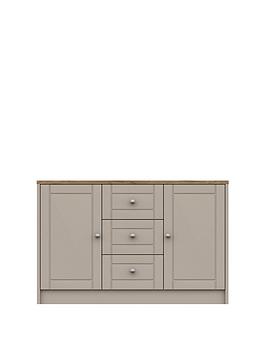 Alderley Large Ready Assembled Sideboard - Rustic Oak/Taupe