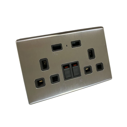 ENER-J Smart Wifi 13A Wifi Twin Wall Sockets With 2 Usb Ports (silver)