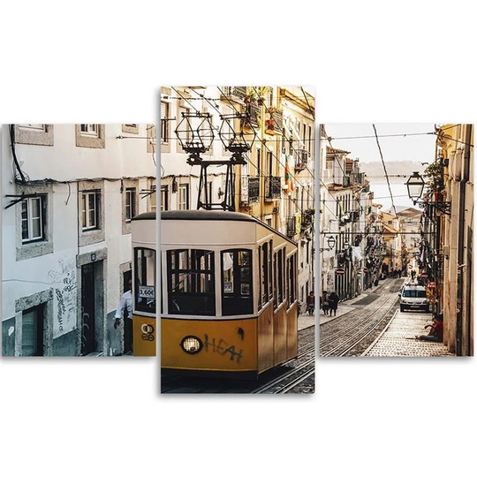 Canvas Print Tram Lisbon City Yellow