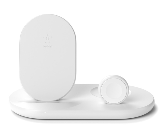 Belkin 3 in 1 Wireless Charger Stand Including Plug - White
