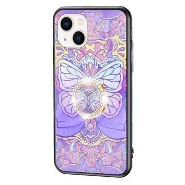Butterfly iPhone 14 Hybrid Case with Ring Kickstand - Purple