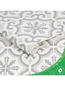 Contour Grecian Anti-Bacterial Grey Wallpaper
