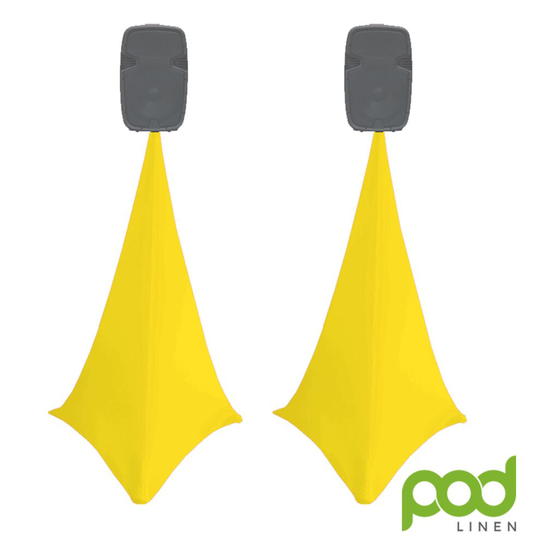 (yellow ) 25 colors: pair of double sided spandex lycra speaker stand scrim / dj tripod cover