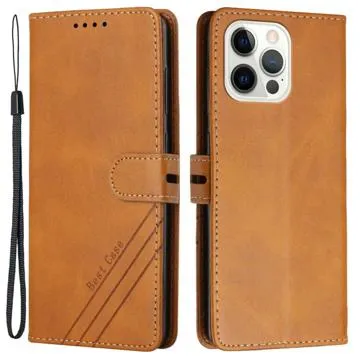 Business Style iPhone 14 Pro Wallet Case - Yellow