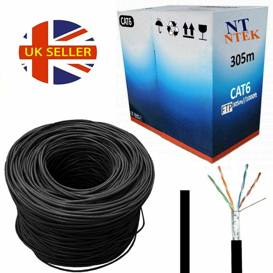 (305M Cat6 FTP Roll (Black)) 305M RJ45 CAT5E OUTDOOR Ethernet LAN Cable UTP FTP