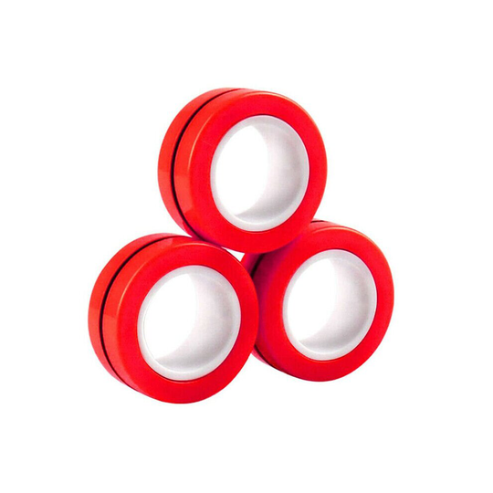 (Red) 3pcs Anti Stress Magnetic Bracelet Magical Ring