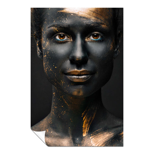 Panther Print Fine Art Prints Black & Gold Woman Portrait Artistic Unframed Poster, Pictures For Home Walls, Bedroom, Living Room & Bathroom Decor 91X
