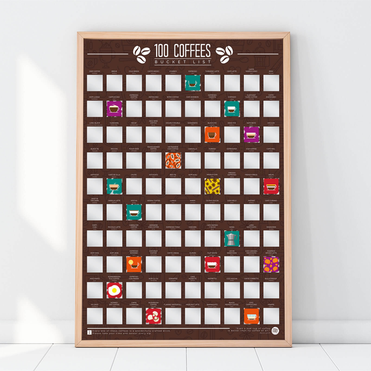 100 Coffees Bucket List Scratch Poster