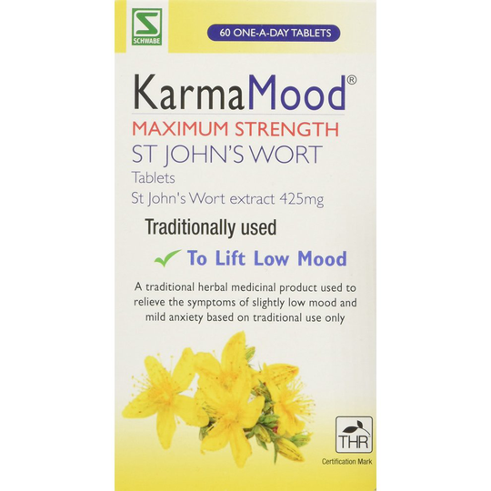 Schwabe Pharma KarmaMood Maximum Strength St John's Wort Extract 425mg Tablets - Pack of 60 Tablets