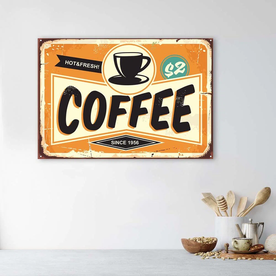 Canvas Print Retro Sign Coffee