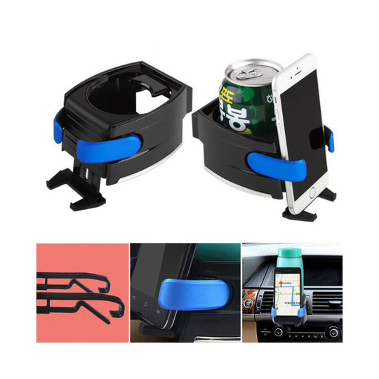 Smart Car Drink Holder Bottle Cup Water Air Vent Phone Mount 2 In 1