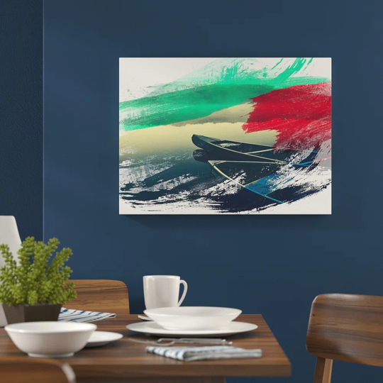 'Boats on a Foggy Lake Forest' Graphic Art Print Poster