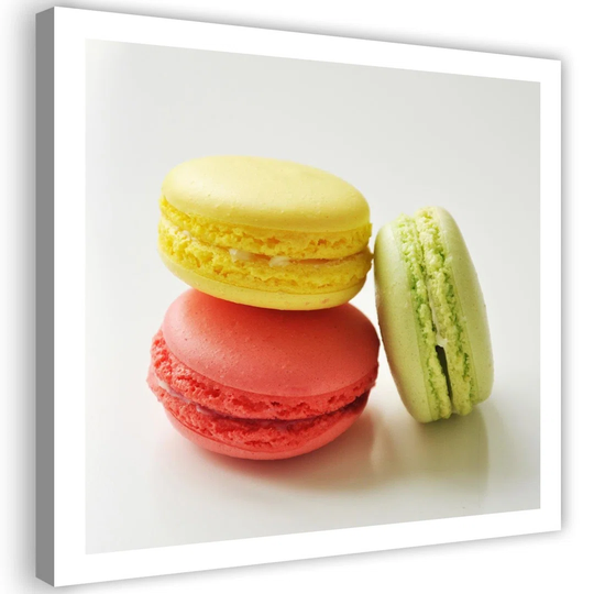 Canvas Print Colourful French Macaroons