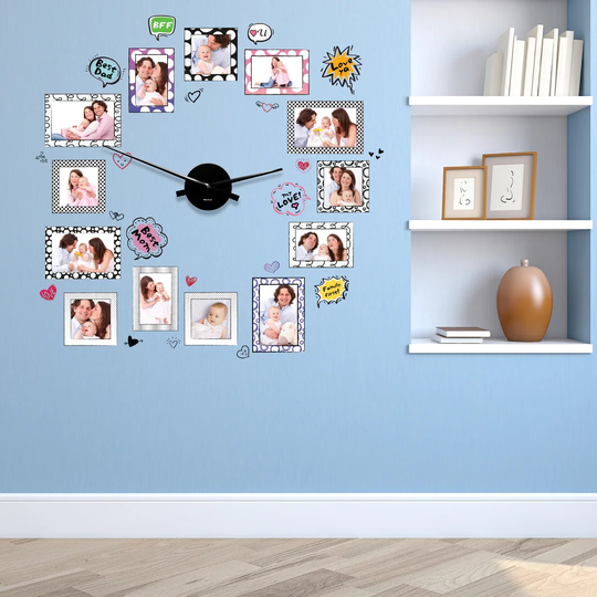 Doodle Photo Frames 10cm Silent Wall Clock