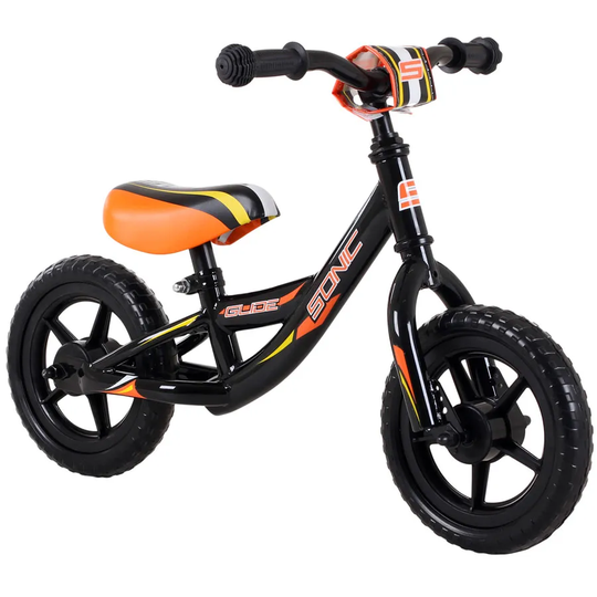Sonic Glide Kids Balance Bike with 10-Inch Wheels - Black and Orange
