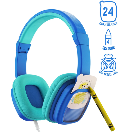Planet Buddies Colour & Swap Wired Kids Headphones - Blue
