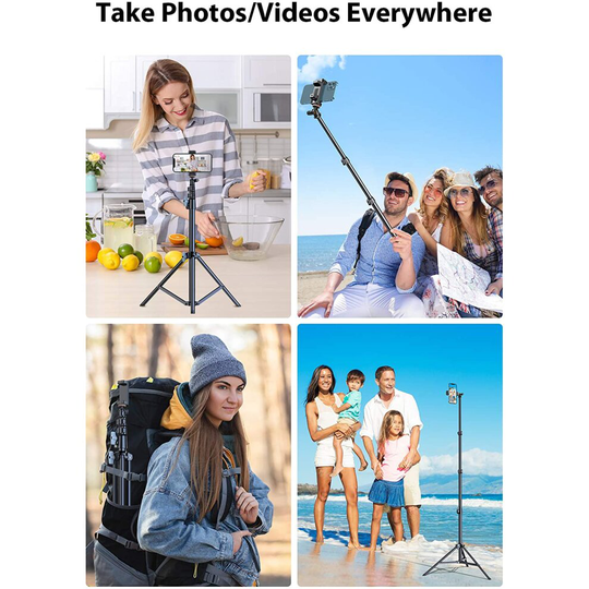 60'' Phone Tripod, VICSEED Universal Phone Tripod Stand with Bluetooth Remote, Tripod iPhone Heavy Duty Fully Adjustable Fits iPhone 13 12 Pro Max