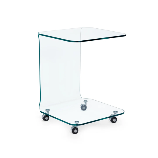 Elzada Square Glass Coffee Table W-Wheels