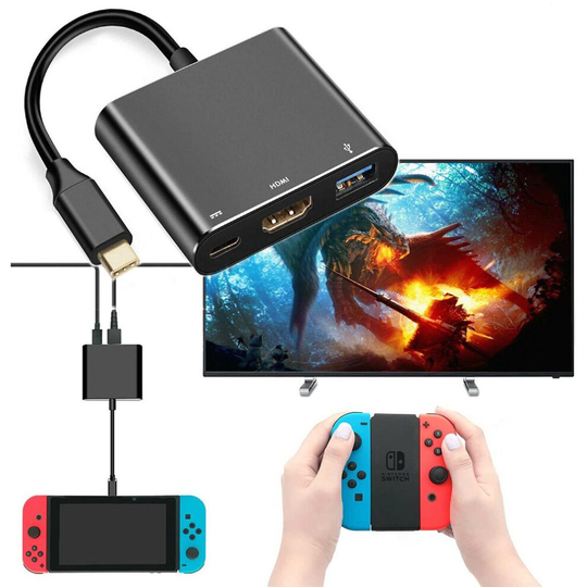 HDMI Type C Hub Adapter Nintendo Switch TV Converter Charger Cable