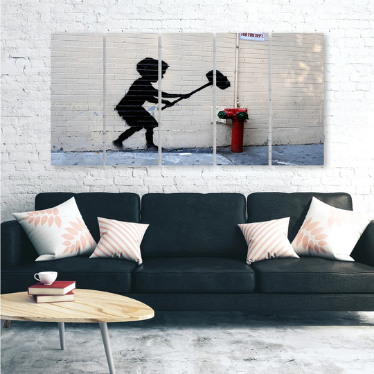 Canvas Print Banksy Hammer Boy Street