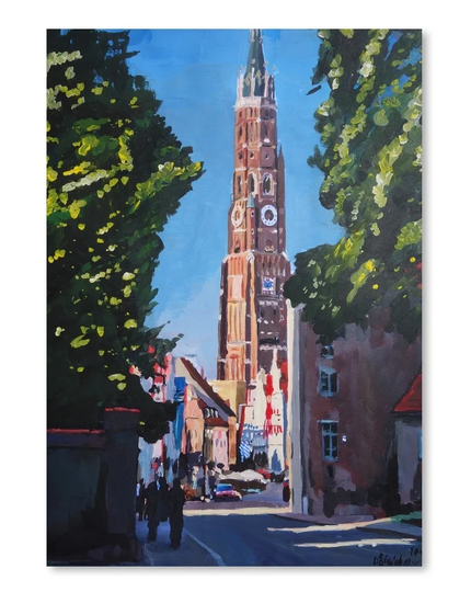 Landshut Munchner Tor 1 by M Bleichner - Unframed Painting Print on Paper