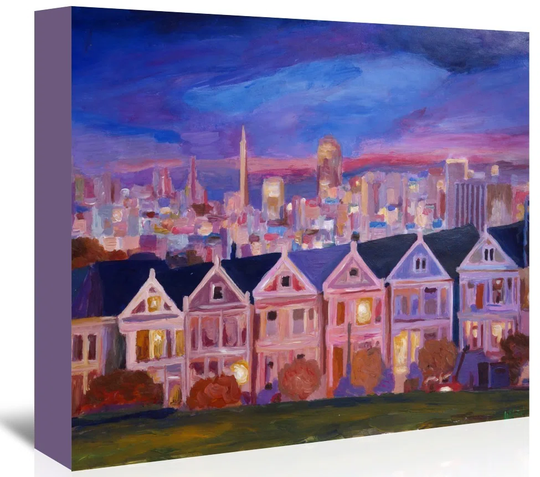San Francisco Painted Ladies Paintingon Wrapped Canvas
