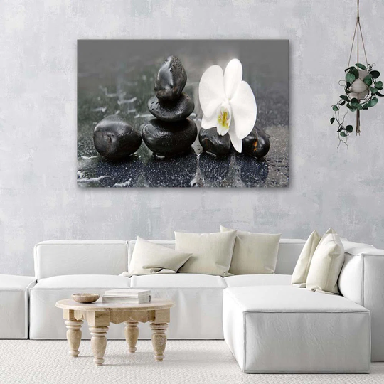 Canvas Print Orchid Stone Zen Spa