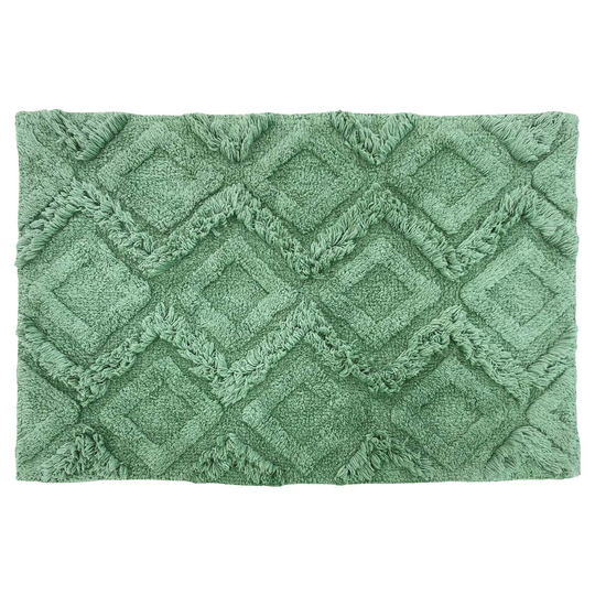 The Linen Yard Diamond Tufted Knitted Cotton Anti-slip Bath Mat Green