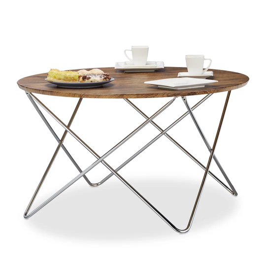 Strait Round Wood/Metal Living Room Side Table
