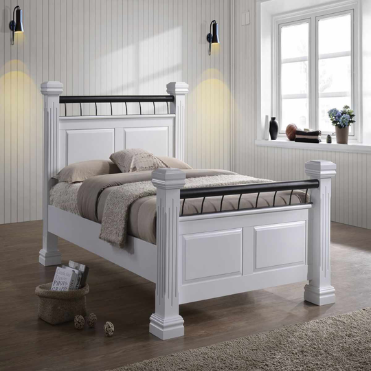 The Artisan Bed Company Rolo White Wooden Bed Frame Double