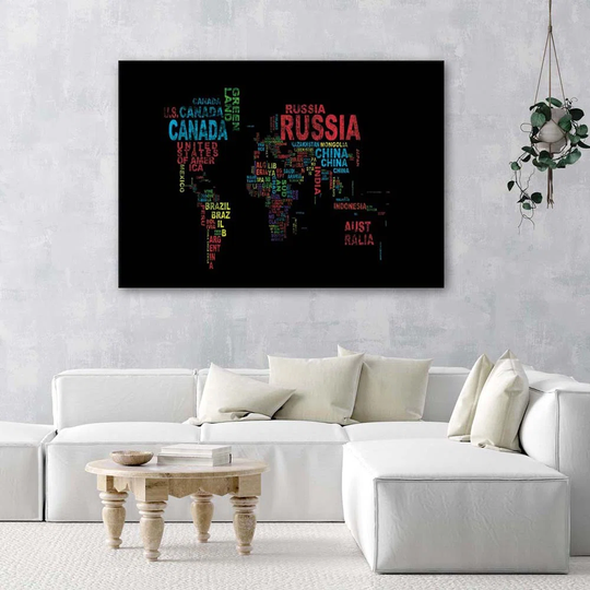 Canvas Print World Map Country Names