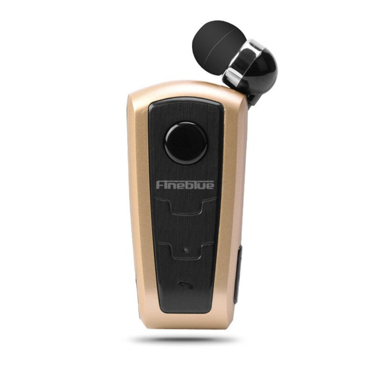 F910 Wireless Bluetooth Earphones Portable Handsfree Retractable Headset Stereo Headphone Clip Mic Phone Call Gold
