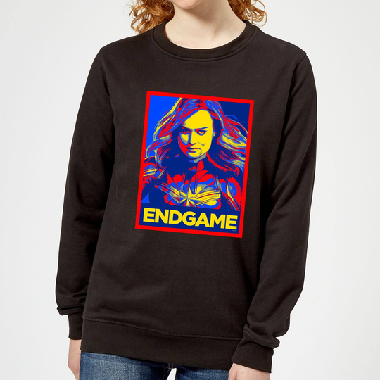 Avengers Endgame Captain Marvel Poster Women's Sweatshirt - Black - L - Black