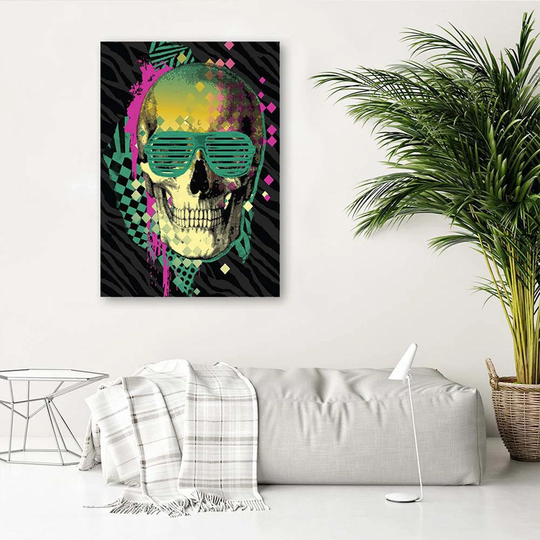 Canvas Print Skull Glasses Pop Art
