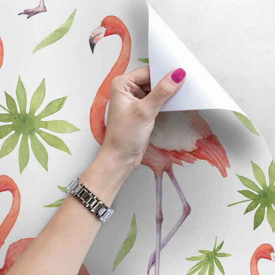 Astrin Leafs Flamingo Birds Delicate Wallpaper