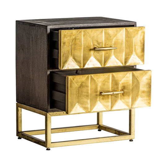 Ceva Black/Gold Mango Wood Bedside Table 55X38x66 Cm