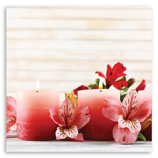 Canvas Print Flower Candles Zen Pink