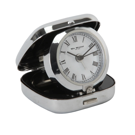 Analog Metal Quartz Tabletop Clock in Silver