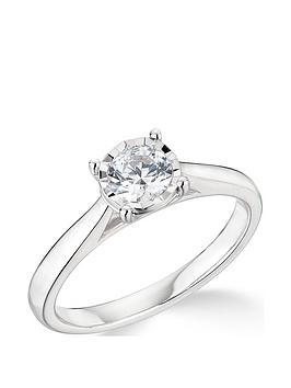 Love DIAMOND 9K White Gold 0.50ct Illusion Set Diamond Ring, White Gold, Size J, Women