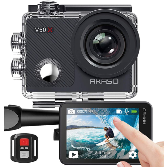 AKASO V50 X Action Camera, Native 4K Wifi Underwater 40M EIS Anti-Shake Cam with Touch Screen, Remote Cont